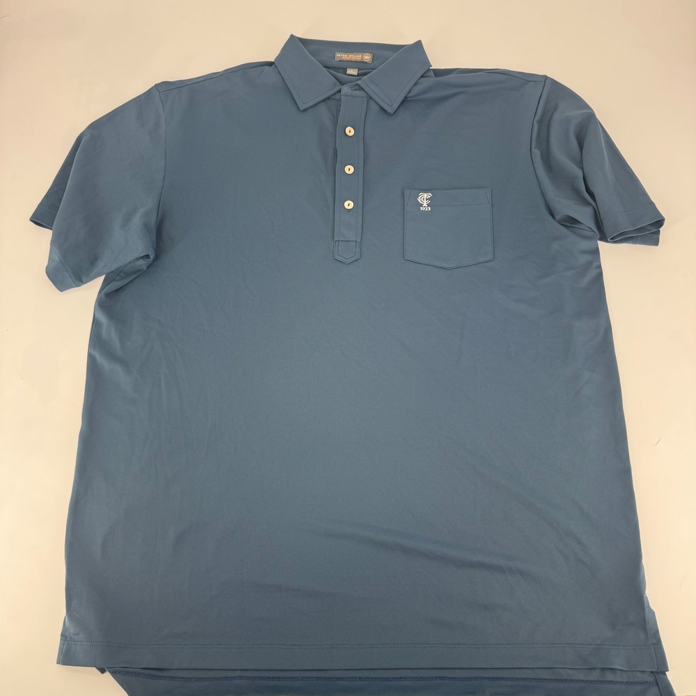 Peter Millar Summer Comfort Polo Shirt Mens Large Blue CTC 1923 Pocket Golf Top